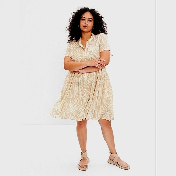 GAP Dresses & Skirts - GAP SIZE‎ XS DRESS EMPIRE WAIST MIDI BROWN ZEBRA ANIMAL PRINT GUC
